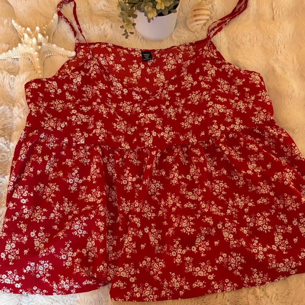 SHEIN Red Floral Camisole Top